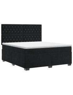 Letto box spring con materasso Nero 140 x 200 cm Velluto 2
