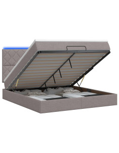 Letto Ottomano con Materasso e LED Tortora 140 x 190 cm Tessuto 2