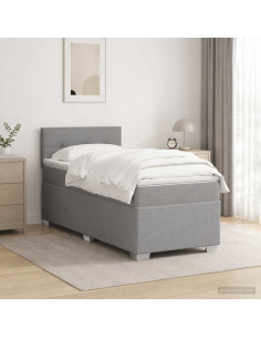 Letto box spring con materasso Grigio Chiaro 100 x 200 cm