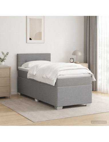 Letto box spring con materasso Grigio Chiaro 100 x 200 cm