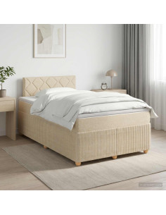 Letto box spring con materasso Crema 120 x 190 cm Tessuto