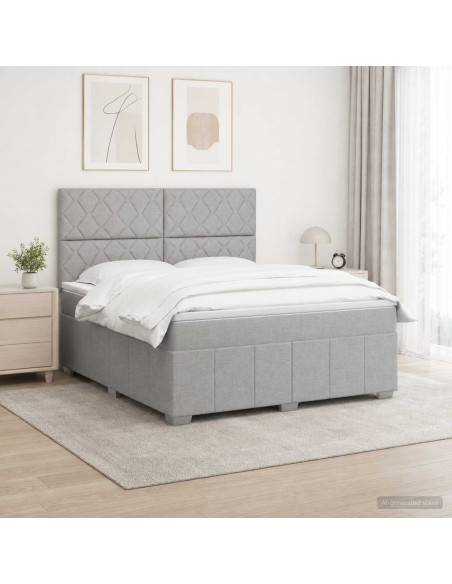 Letto box spring con materasso Grigio Chiaro 140 x 200 cm