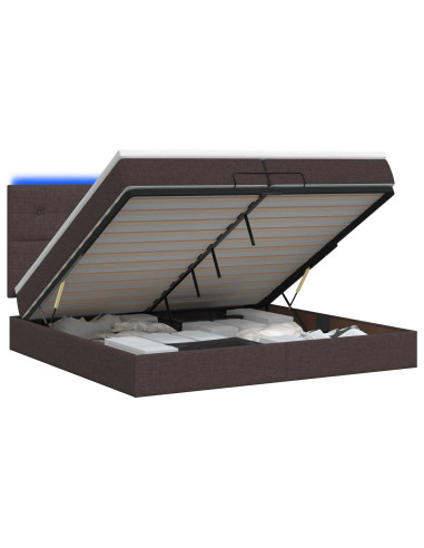 Letto Ottomano con Materasso e LED Marrone Scuro 200 x 200 cm