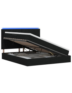 Letto con contenitore LED e materasso Nero 140 x 190 cm Tessuto 2