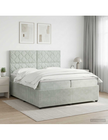 Letto box spring con materasso Grigio Chiaro 200 x 200 cm