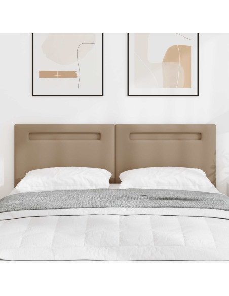 Testiera LED Cappuccino 144 cm Pelle Sintetica