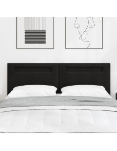 Testiera LED Nero 160 cm Pelle Sintetica