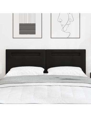 Testiera LED Nero 160 cm Pelle Sintetica