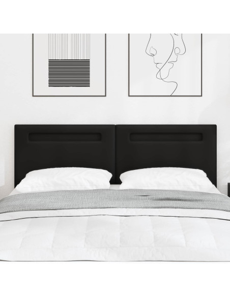 Testiera LED Nero 160 cm Pelle Sintetica