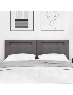Testiera LED Grigio 160 cm Pelle Sintetica