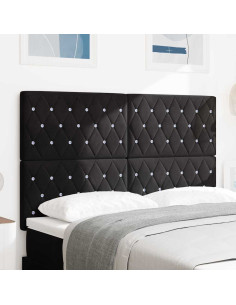 Testiera LED con strisce LED con testiera Nero 144 cm Velluto
