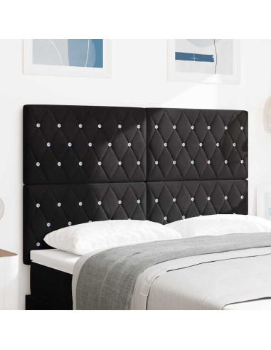 Testiera LED con strisce LED con testiera Nero 144 cm Velluto