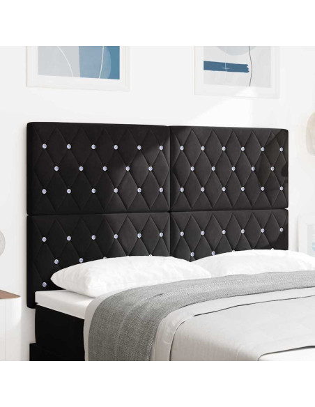 Testiera LED con strisce LED con testiera Nero 144 cm Velluto