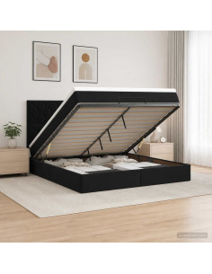 Letto Ottomano con Materasso e LED Nero 160 x 200 cm Velluto