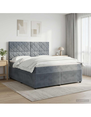 Letto Box Spring LED con Materasso Grigio Scuro 180 x 200 cm