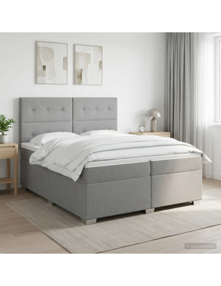 Letto box spring con materasso Grigio Chiaro 200 x 200 cm