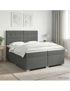 Letto box spring con materasso Grigio Scuro 200 x 200 cm