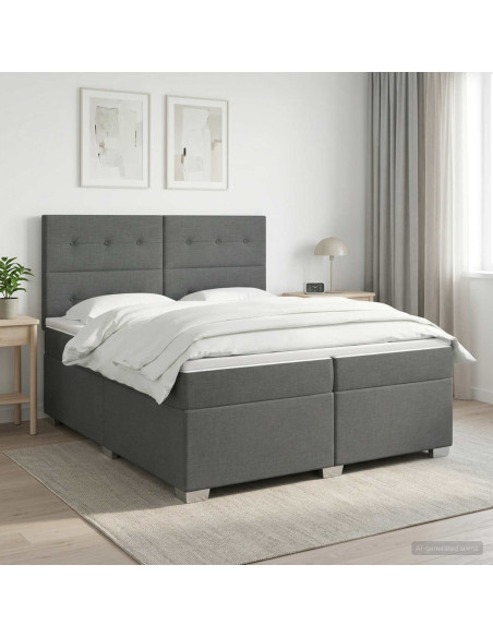 Letto box spring con materasso Grigio Scuro 200 x 200 cm
