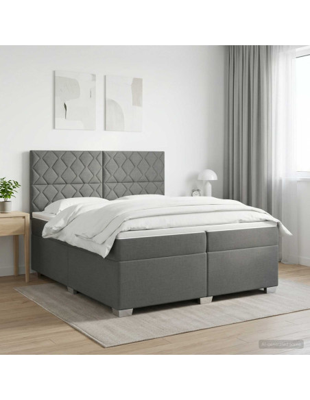Letto box spring con materasso Grigio Scuro 200 x 200 cm