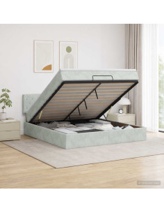 Letto ottomano con materasso Grigio Chiaro 180 x 200 cm Velluto