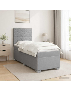 Letto box spring con materasso Grigio Chiaro Singolo Tessuto
