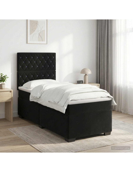 Letto box spring con materasso Nero 80 x 200 cm Velluto