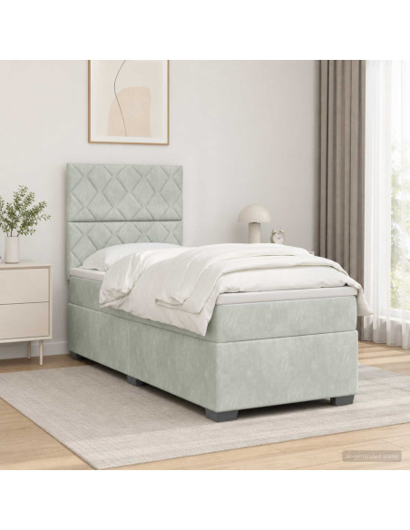 Letto box spring con materasso Grigio Chiaro 80 x 200 cm