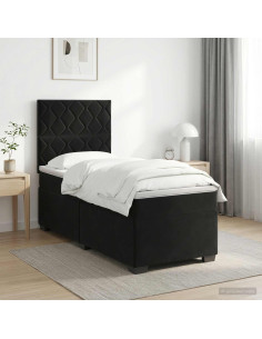Letto box spring con materasso Nero 80 x 200 cm Velluto