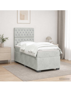 Letto box spring con materasso Grigio Chiaro 90 x 190 cm