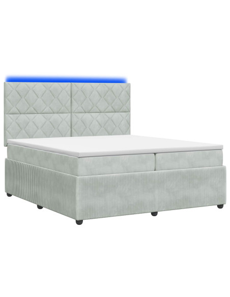 Letto Box Spring LED con Materasso Grigio Chiaro 200 x 200 cm