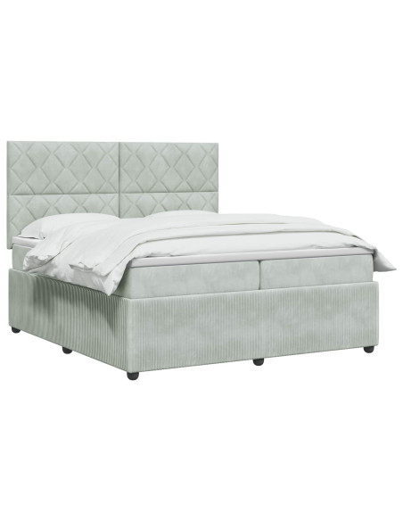 Letto Box Spring LED con Materasso Grigio Chiaro 200 x 200 cm