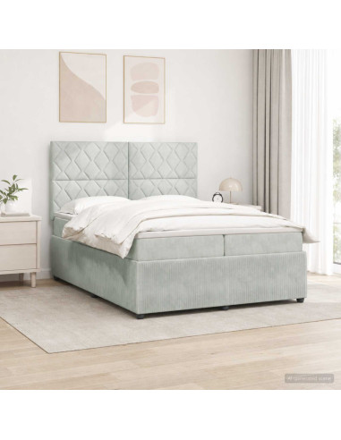 Letto Box Spring LED con Materasso Grigio Chiaro 200 x 200 cm