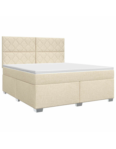 Letto box spring con materasso Crema 180 x 200 cm Tessuto