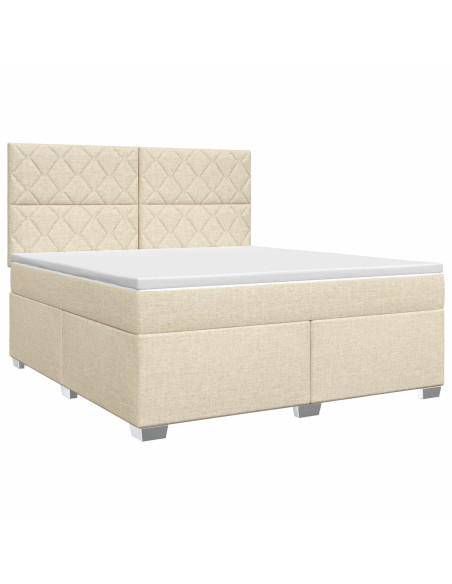 Letto box spring con materasso Crema 180 x 200 cm Tessuto