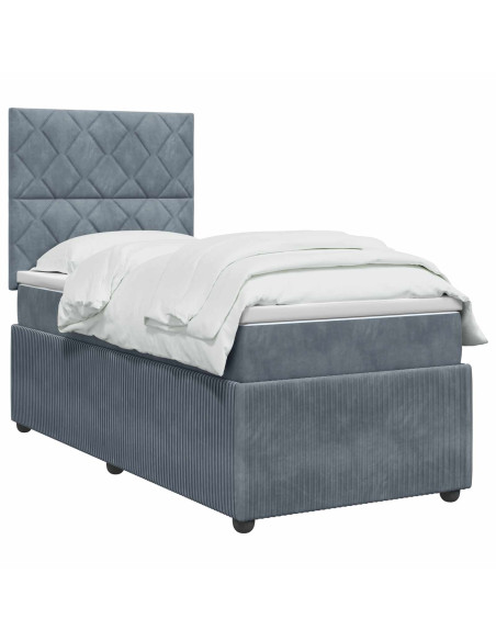 Letto Box Spring LED con Materasso Grigio Scuro 90 x 190 cm