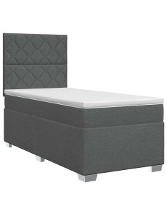 Letto box spring con materasso Grigio Scuro Singolo Tessuto 2