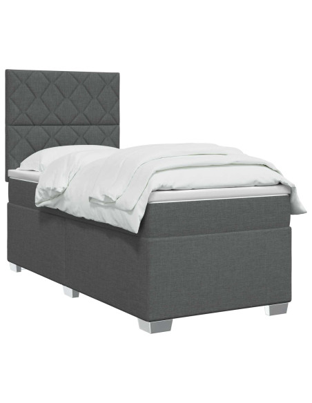 Letto box spring con materasso Grigio Scuro Singolo Tessuto