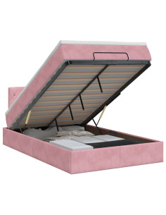 Letto ottomano con materasso Rosa 120 x 190 cm Velluto 2