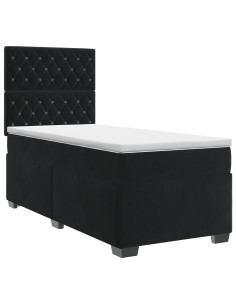 Letto box spring con materasso Nero 80 x 200 cm Velluto 2