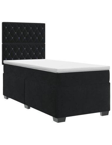 Letto box spring con materasso Nero 80 x 200 cm Velluto