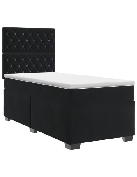 Letto box spring con materasso Nero 80 x 200 cm Velluto