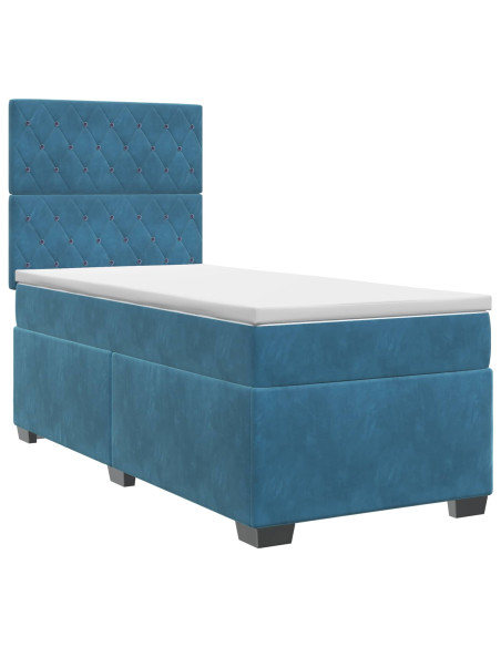 Letto box spring con materasso Blu 80 x 200 cm Velluto