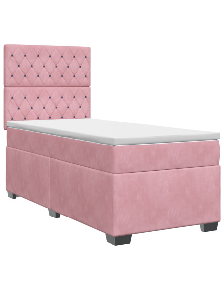 Letto box spring con materasso Rosa 80 x 200 cm Velluto