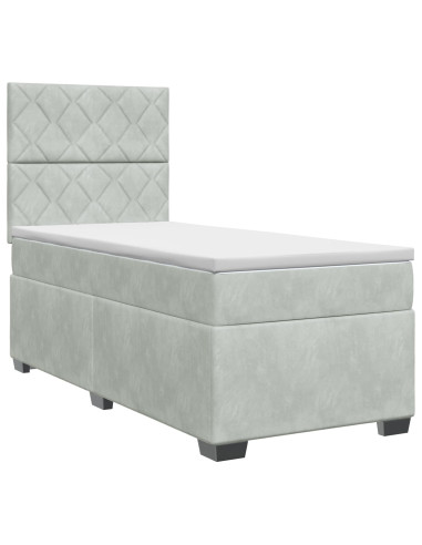 Letto box spring con materasso Grigio Chiaro 80 x 200 cm