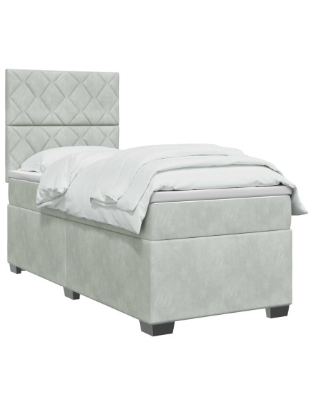 Letto box spring con materasso Grigio Chiaro 80 x 200 cm