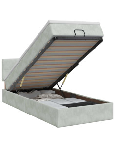 Letto ottomano con materasso Grigio Chiaro 80 x 200 cm Velluto 2