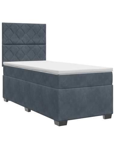 Letto box spring con materasso Grigio Scuro 80 x 200 cm Velluto