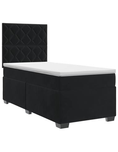 Letto box spring con materasso Nero 80 x 200 cm Velluto