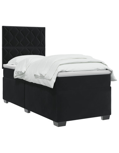 Letto box spring con materasso Nero 80 x 200 cm Velluto