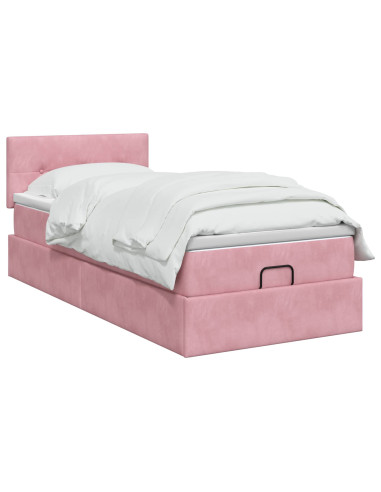 Letto ottomano con materasso Rosa 80 x 200 cm Velluto